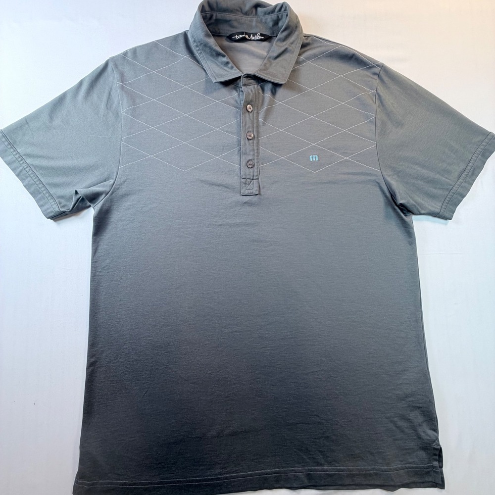 TravisMathew Gray Pima Cotton Blend Polo Shirt Men Large Golf Casual Diamond